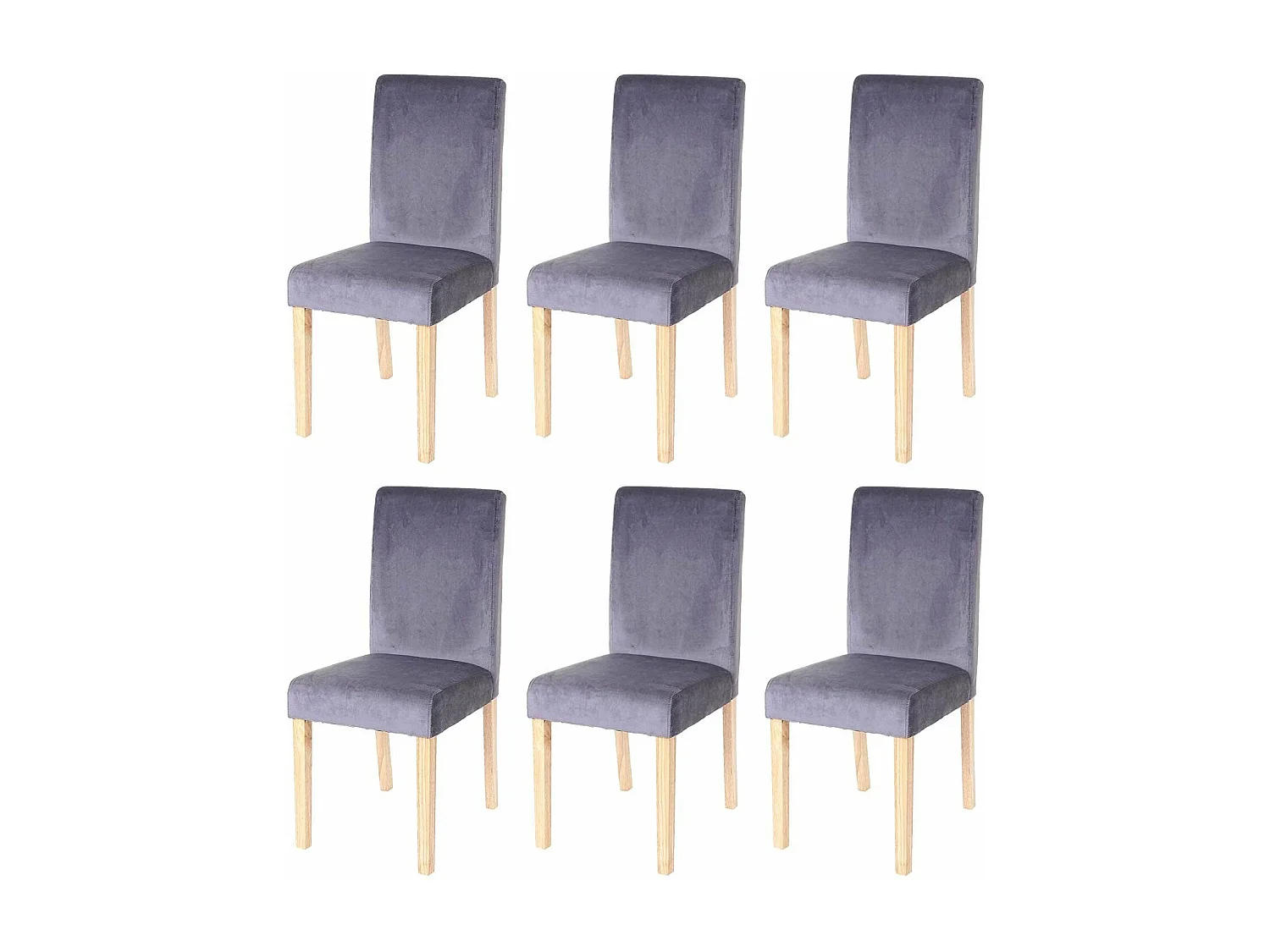 Lot de 6 chaises de salle à manger / cuisine en tissu velours gris CDS04610