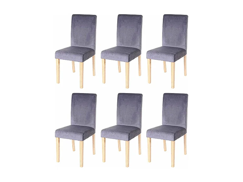 Lot de 6 chaises de salle à manger / cuisine en tissu velours gris CDS04610
