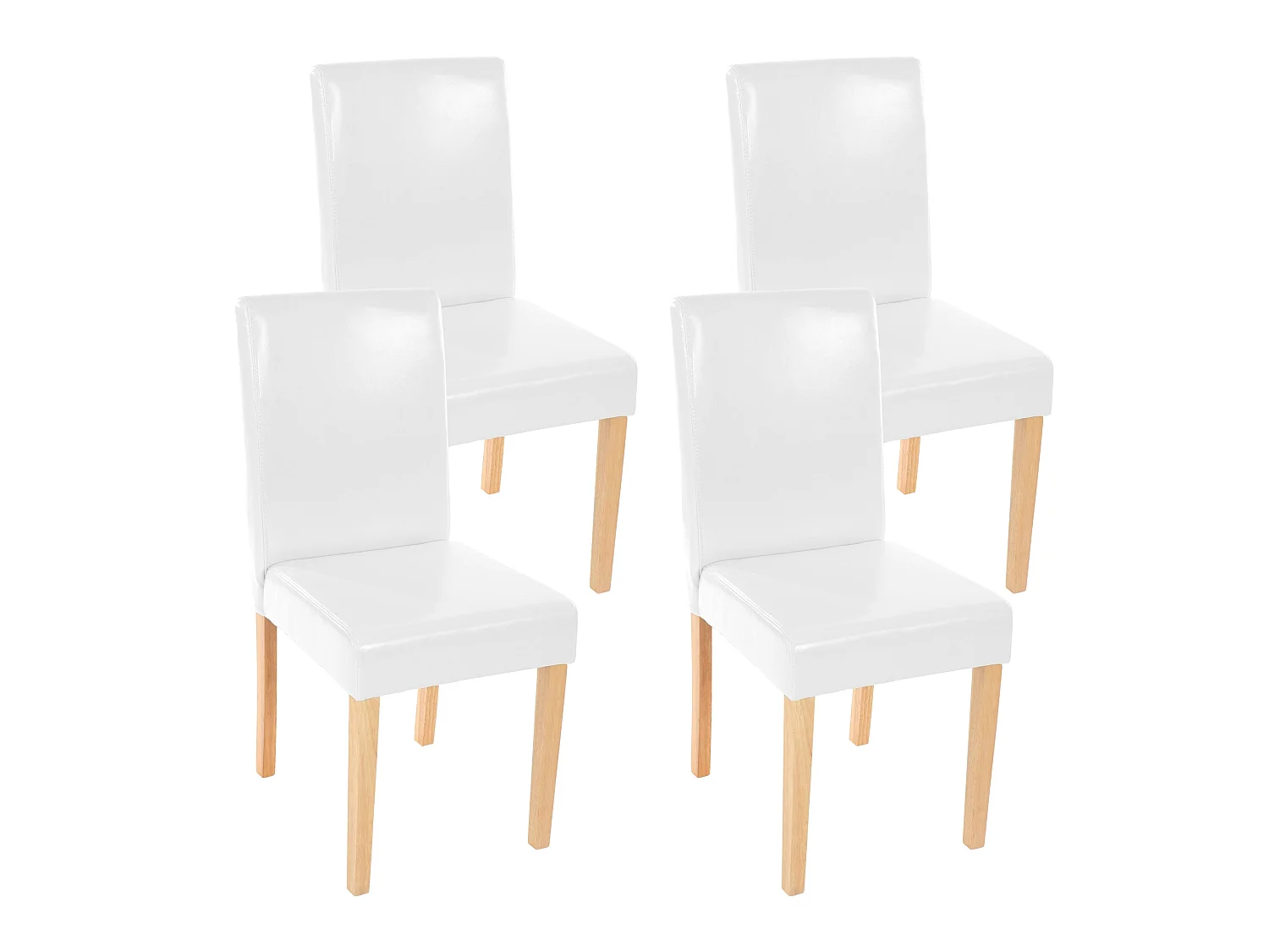 Lot de 4 chaises de salle à manger cuisine en cuir blanc pieds en bois clair design moderne 04_0000555