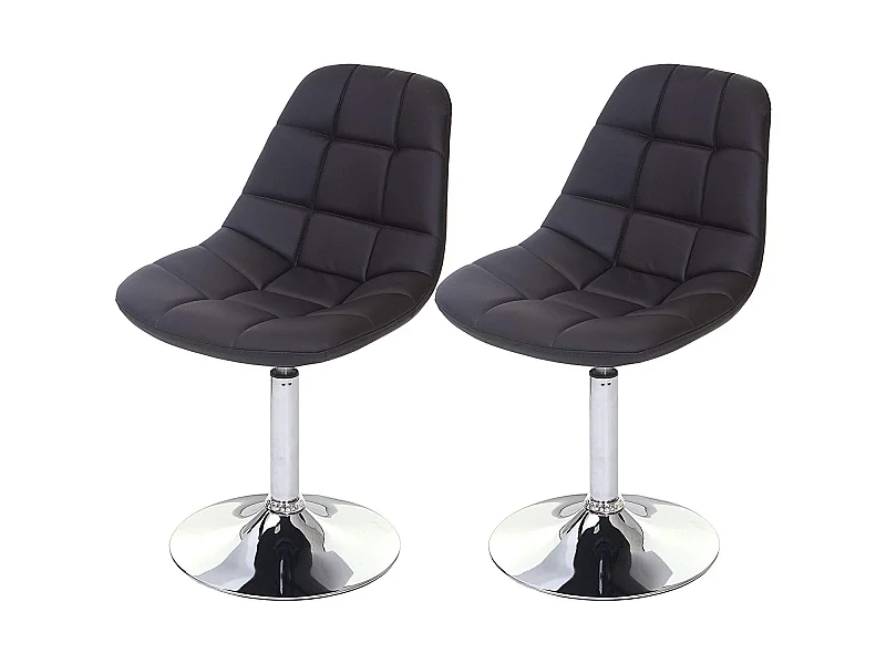 2x chaises de salle à manger en synthétique marron pied chromé pivotant CDS04420