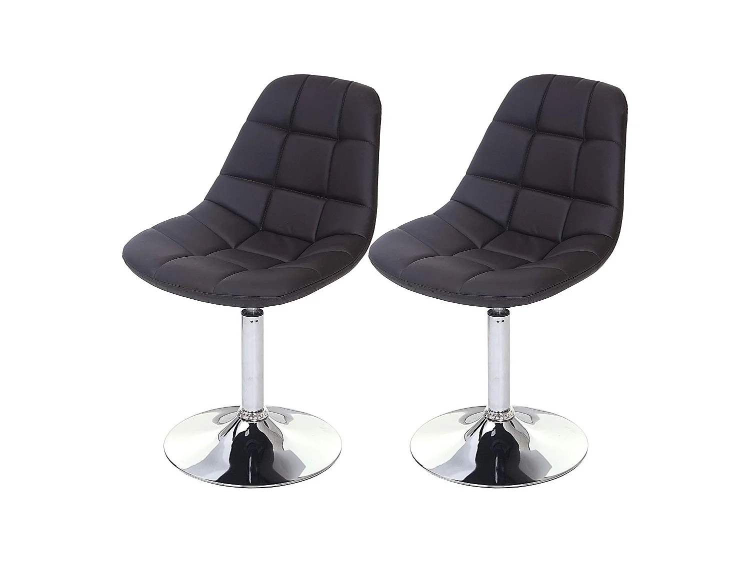 2x chaises de salle à manger en synthétique marron pied chromé pivotant CDS04420