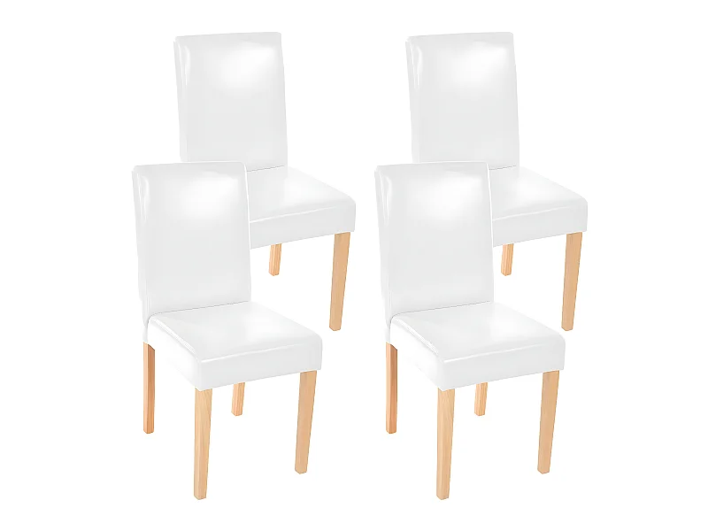 Lot de 4 chaises de salle à manger synthétique blanc pieds clairs CDS04147