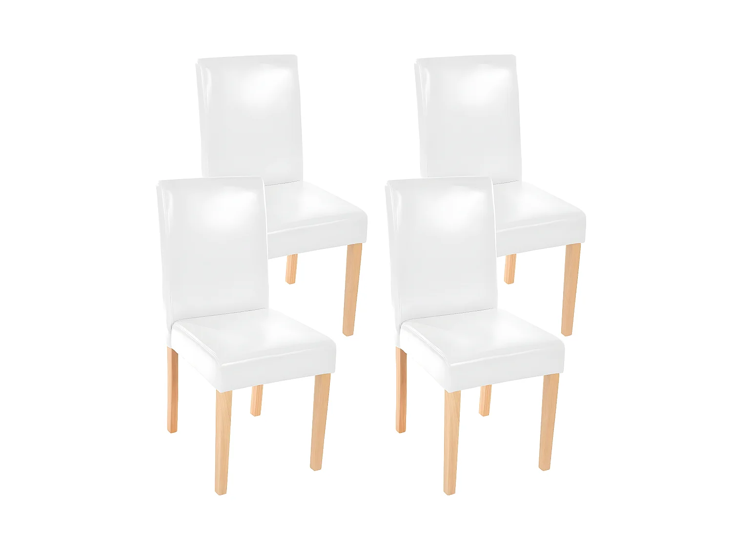 Lot de 4 chaises de salle à manger synthétique blanc pieds clairs CDS04147