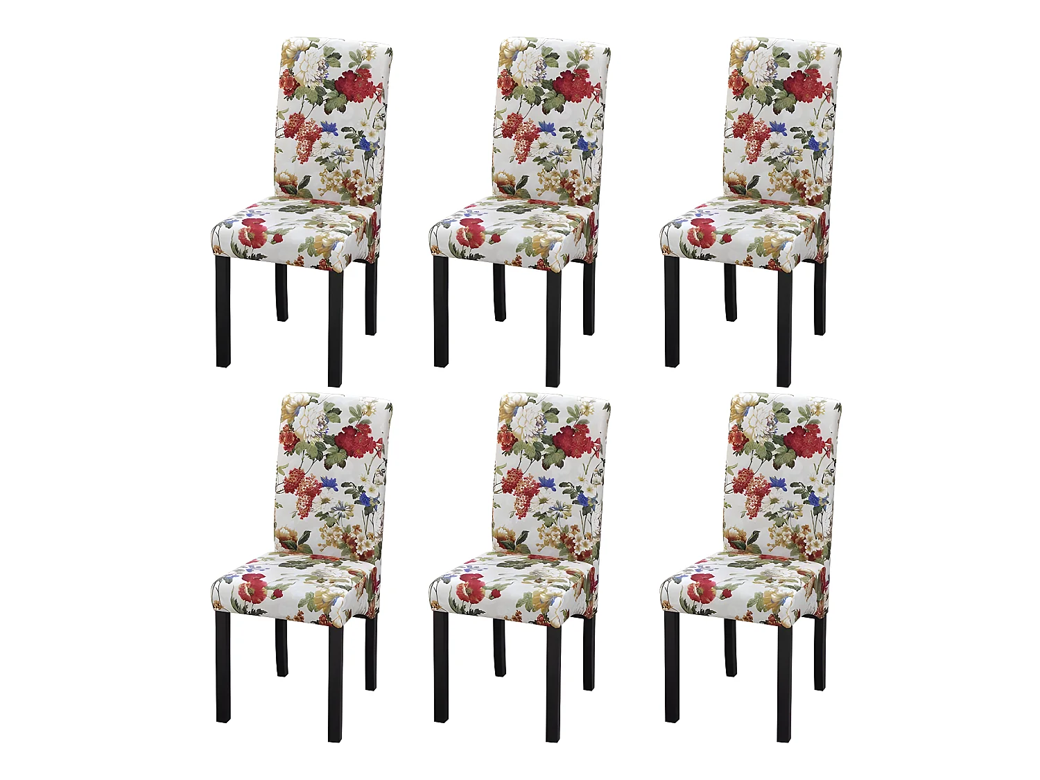 Lot de 6 chaises de salle à manger cuisine design rétro tissu multicolore CDS022656