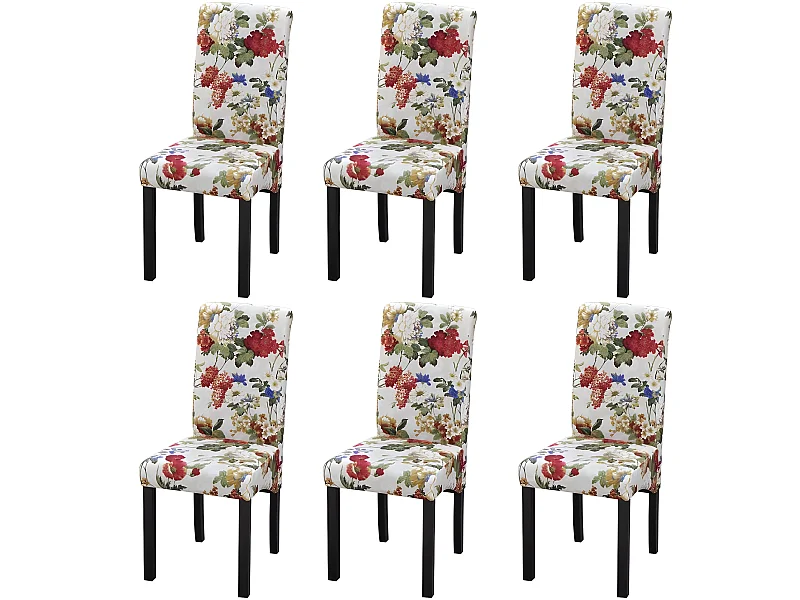 Lot de 6 chaises de salle à manger cuisine design rétro tissu multicolore CDS022656