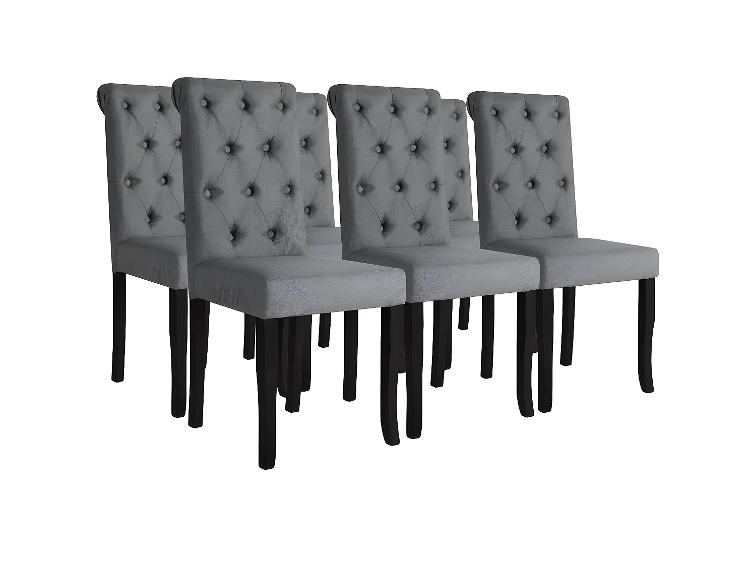 Lot de 6 chaises de salle à manger cuisine design élégant et intemporel en tissu gris foncé CDS022443