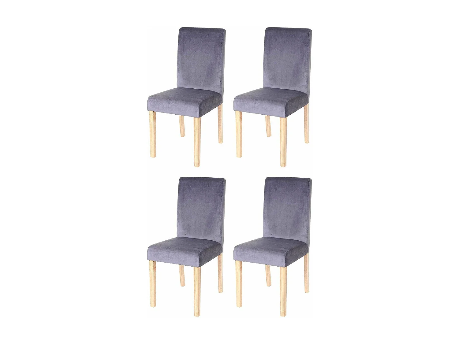 Lot de 4 chaises de salle à manger / cuisine en tissu velours gris CDS04510