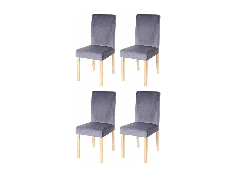 Lot de 4 chaises de salle à manger / cuisine en tissu velours gris CDS04510