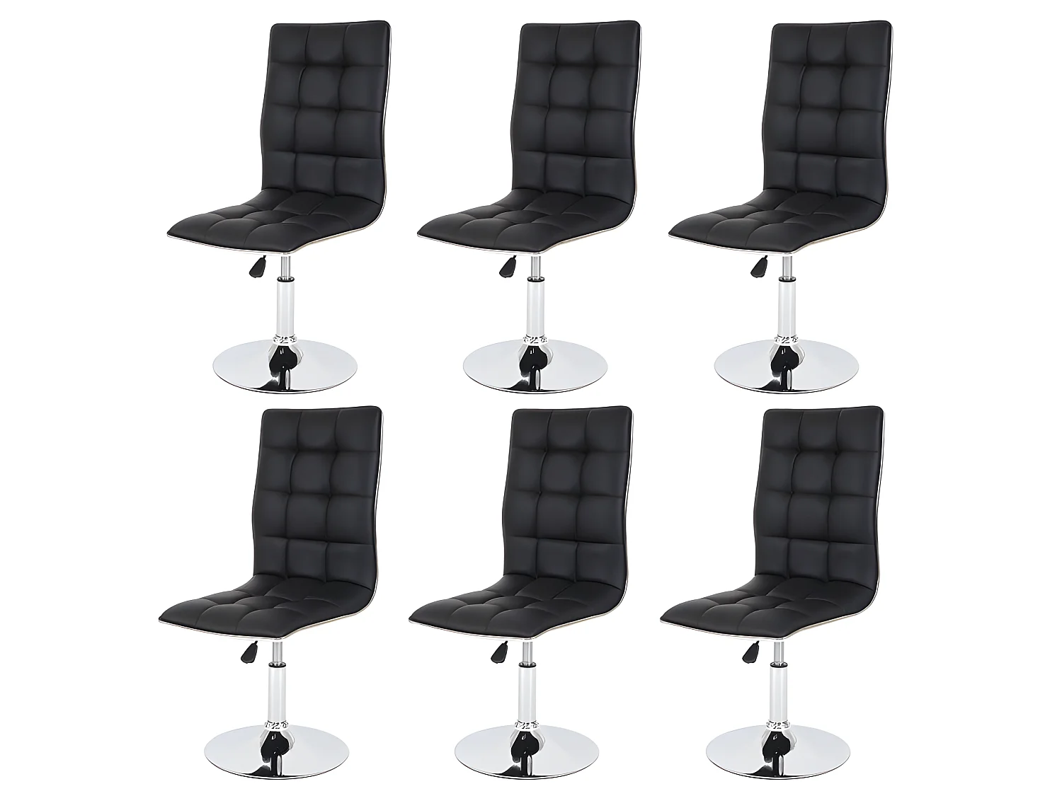 Lot de 6 chaises de salle à manger hauteur réglable en synthétique noir CDS04277