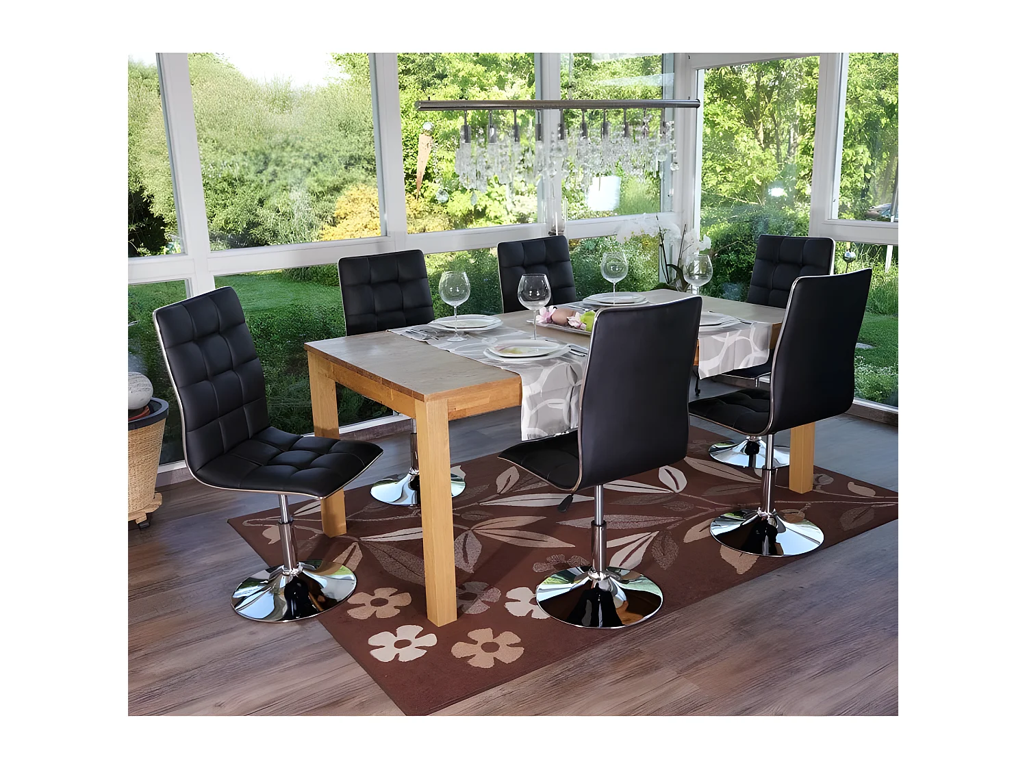 Lot de 6 chaises de salle à manger hauteur réglable en synthétique noir CDS04277