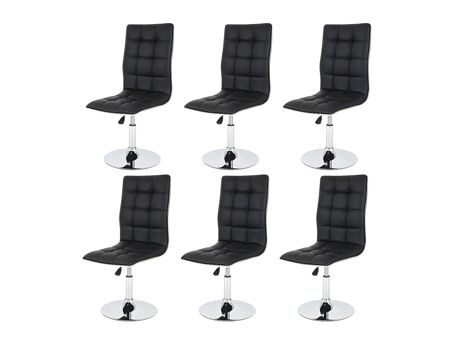 Lot de 6 chaises de salle à manger hauteur réglable en synthétique noir CDS04277