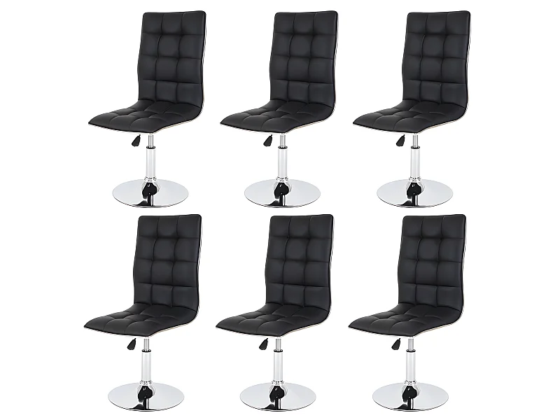 Lot de 6 chaises de salle à manger hauteur réglable en synthétique noir CDS04277