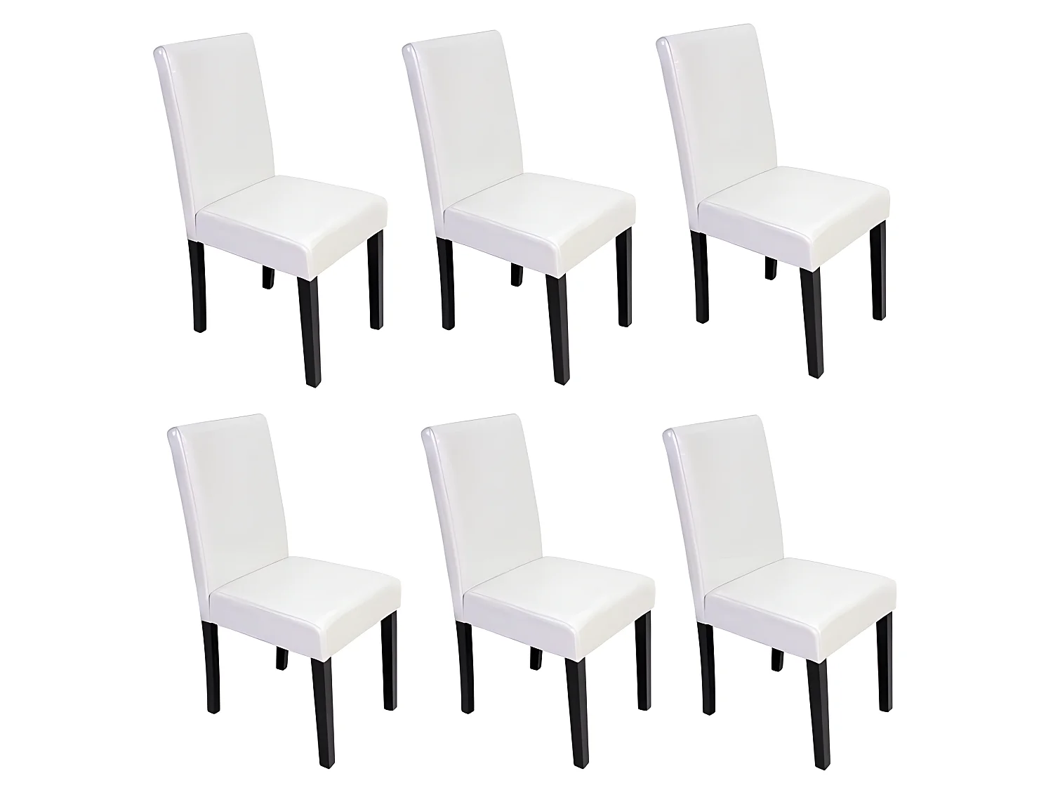 Lot de 6 chaises de salle à manger synthétique blanc pieds foncés CDS04248