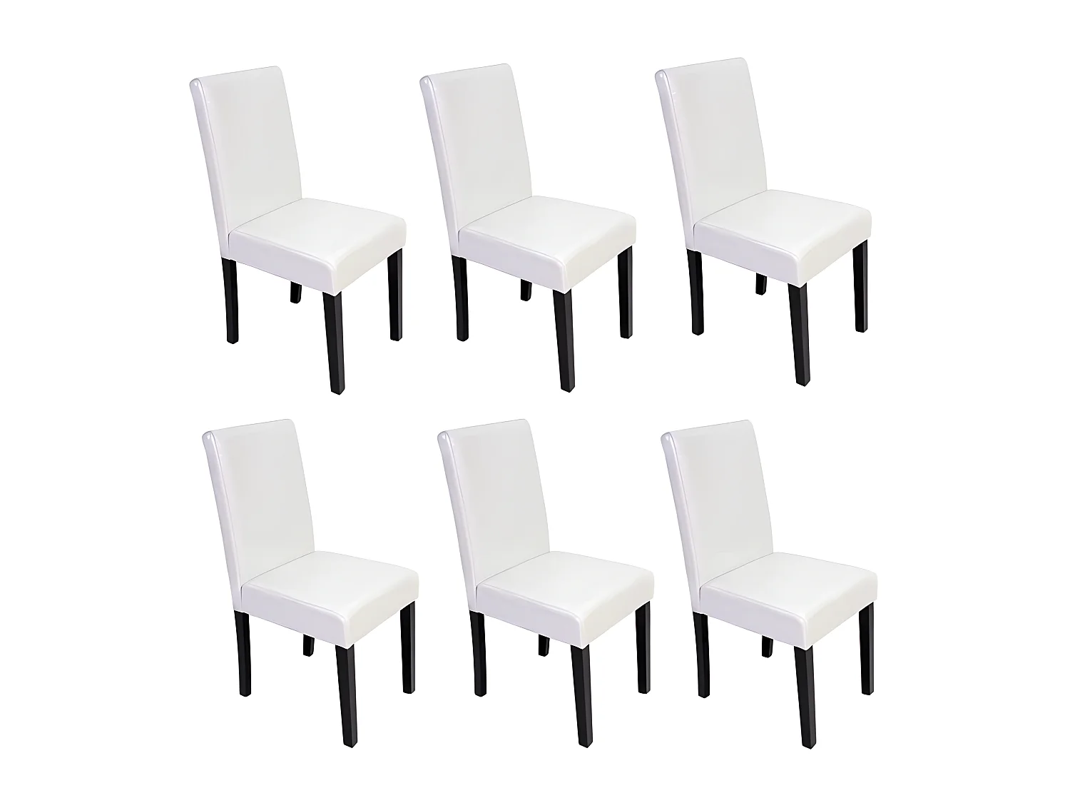 Lot de 6 chaises de salle à manger synthétique blanc pieds foncés CDS04248