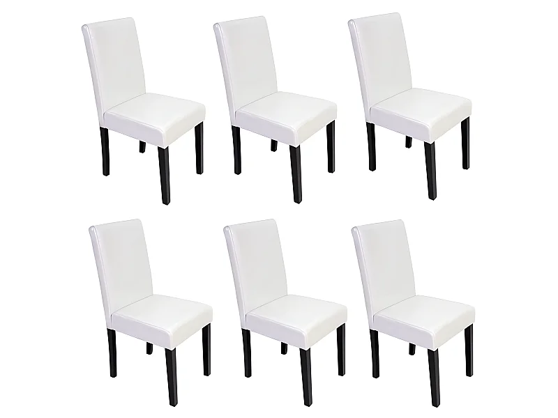 Lot de 6 chaises de salle à manger synthétique blanc pieds foncés CDS04248