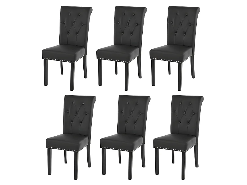 Lot de 6 chaises de salle à manger design noir pieds foncés CDS04210