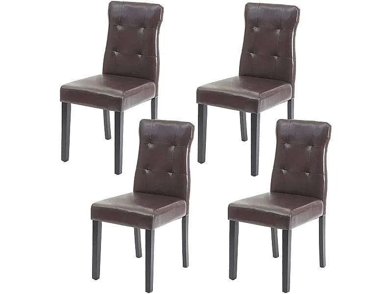 Lot de 4 chaises en synthétique marron pieds en bois foncé CDS04544