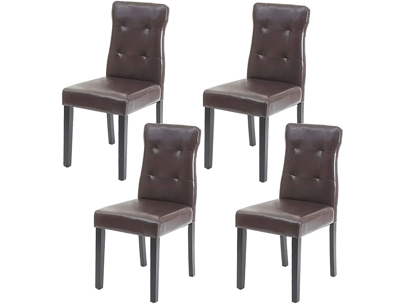 Lot de 4 chaises en synthétique marron pieds en bois foncé CDS04544