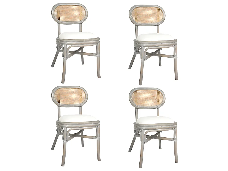 Lot de 4 chaises de salle à manger cuisine design rétro lin gris CDS021576