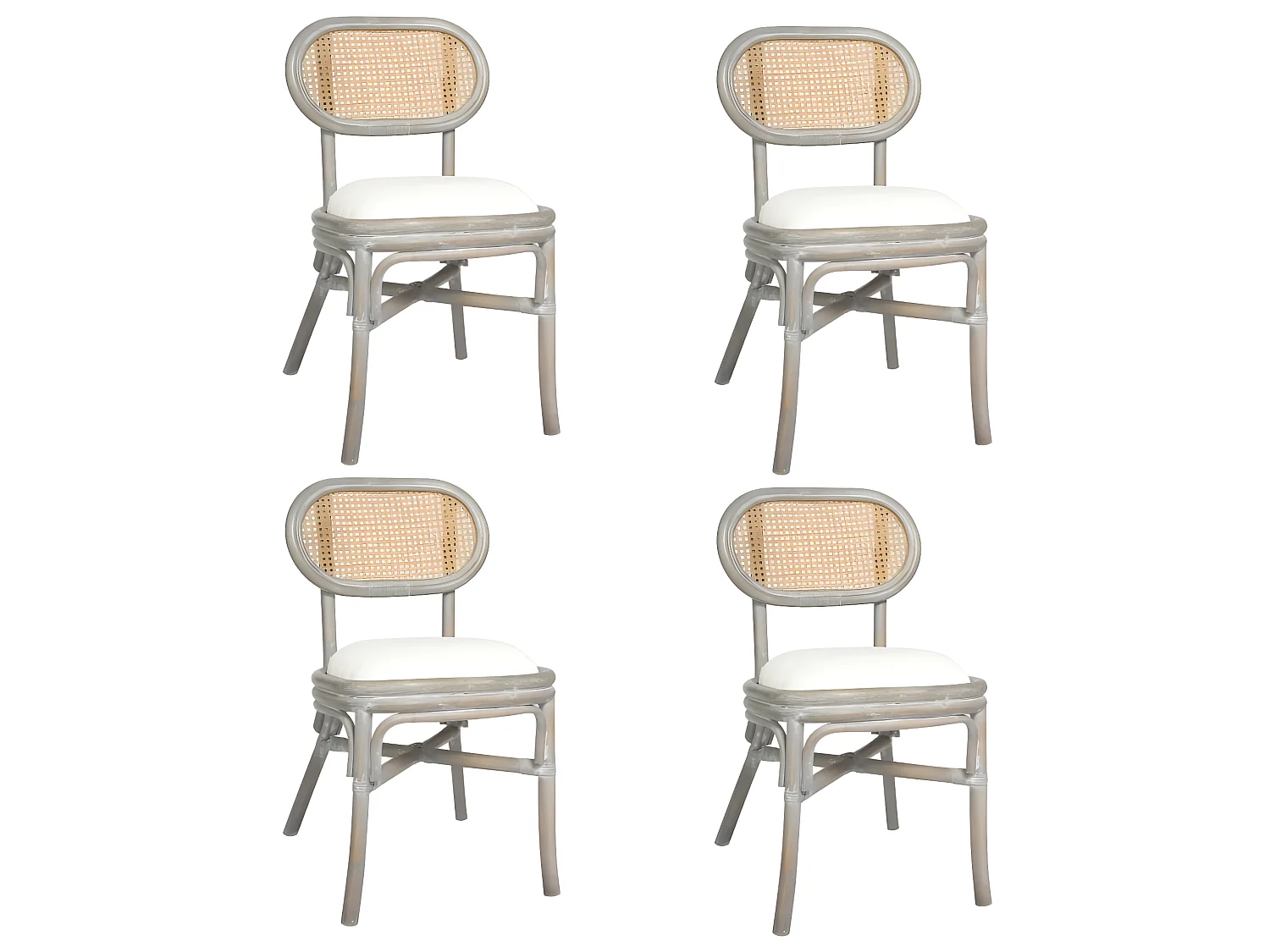 Lot de 4 chaises de salle à manger cuisine design rétro lin gris CDS021576