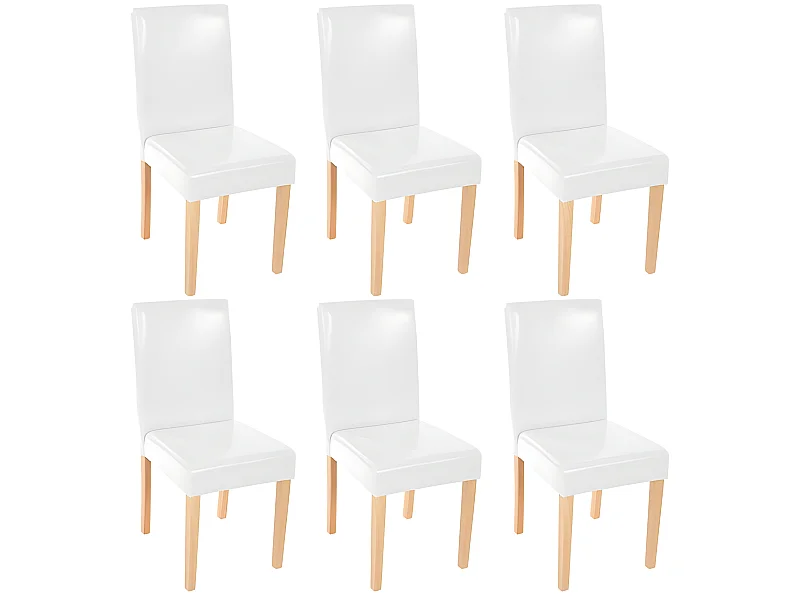 Lot de 6 chaises de salle à manger synthétique blanc pieds clairs CDS04247
