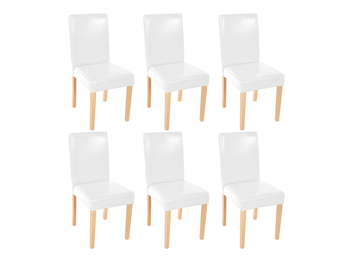 Lot de 6 chaises de salle à manger synthétique blanc pieds clairs CDS04247