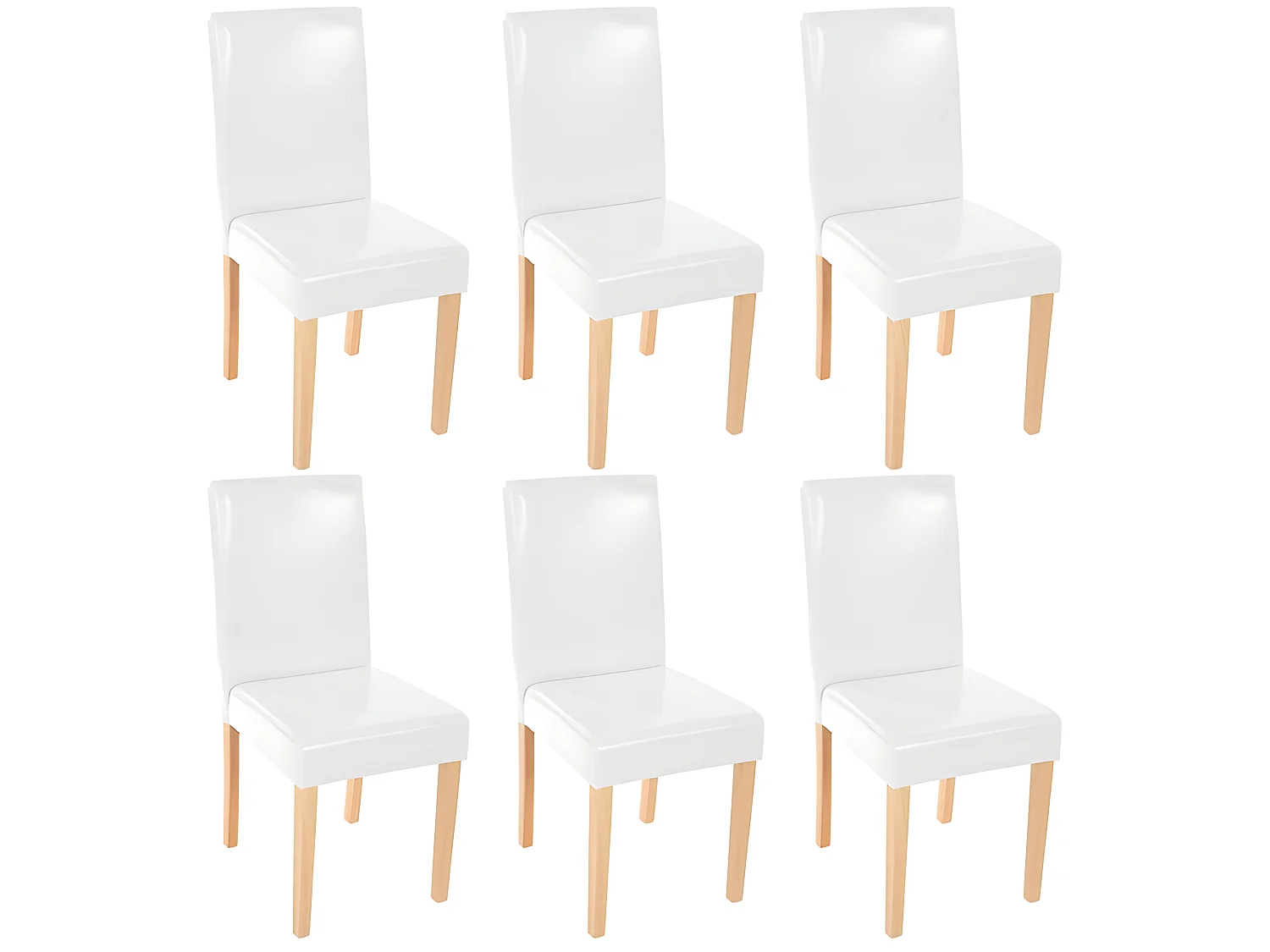 Lot de 6 chaises de salle à manger synthétique blanc pieds clairs CDS04247