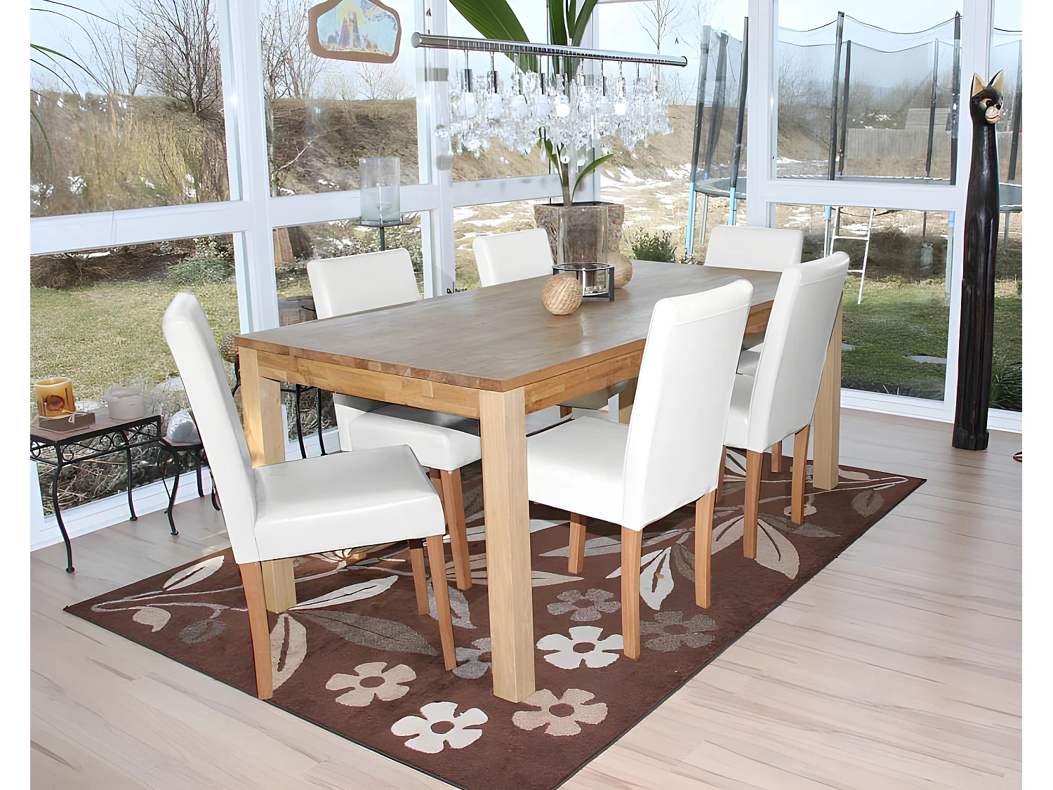 Lot de 6 chaises de salle à manger synthétique blanc pieds clairs CDS04247