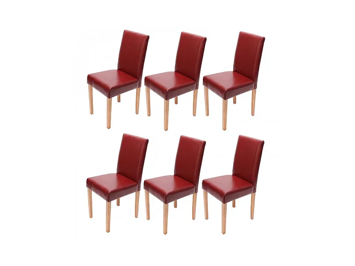 Lot de 6 chaises de salle à manger synthétique rouge pieds clairs CDS04243
