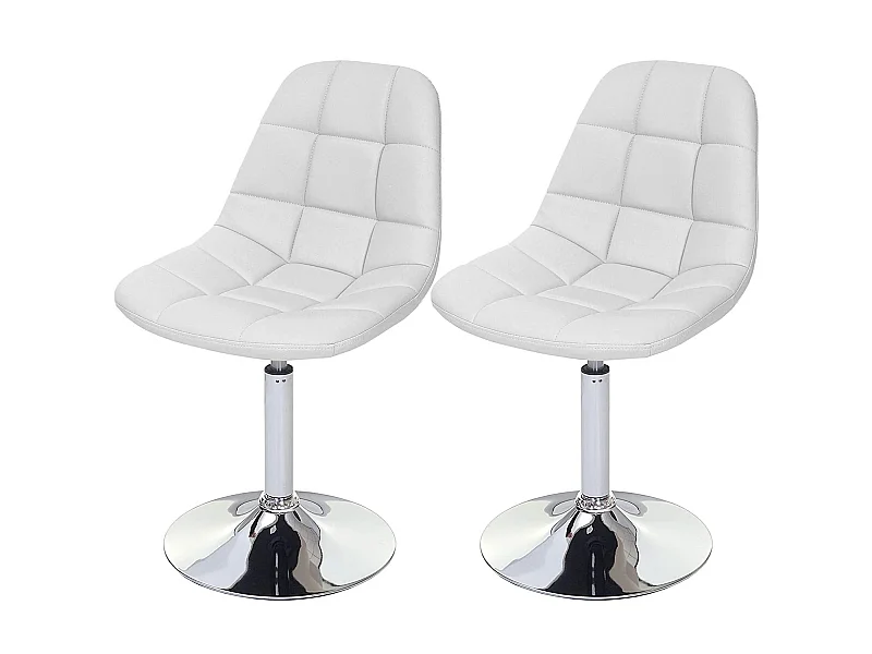 2x chaises de salle à manger en synthétique blanc pied chromé pivotant CDS04425