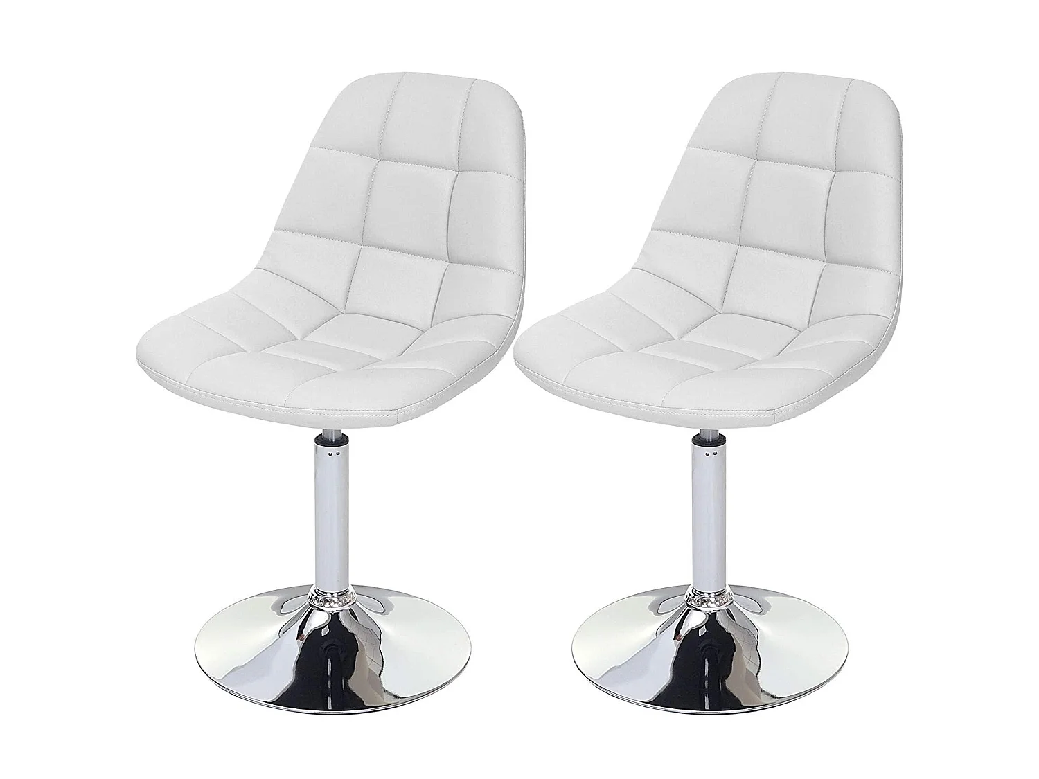 2x chaises de salle à manger en synthétique blanc pied chromé pivotant CDS04425