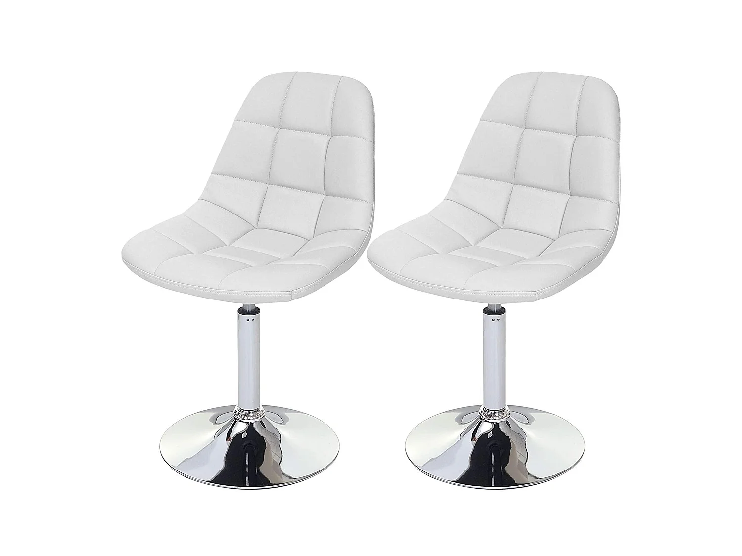 2x chaises de salle à manger en synthétique blanc pied chromé pivotant CDS04425