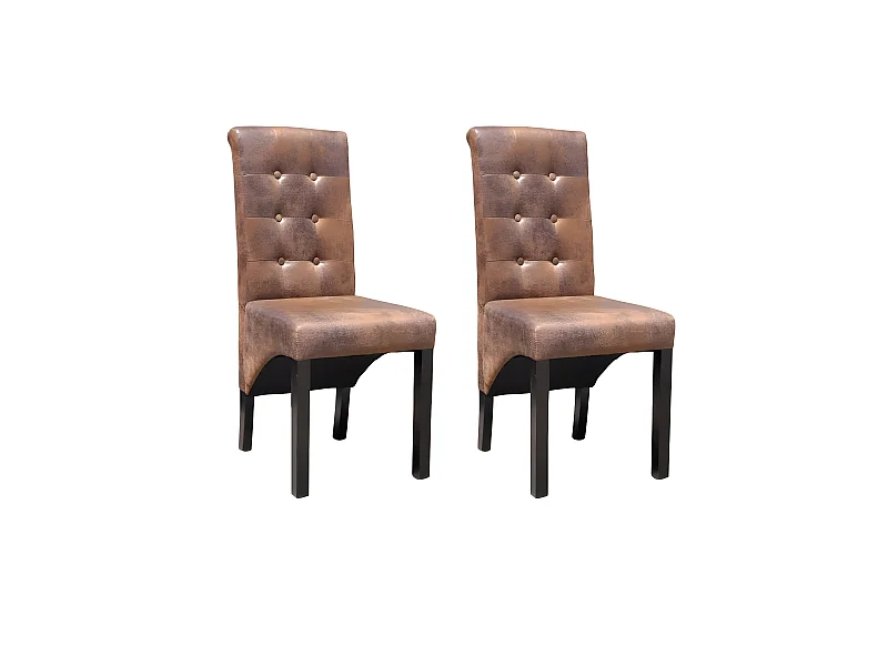 Lot de 2 chaises de salle à manger cuisine élégant et intemporel synthétique marron vintage CDS020709