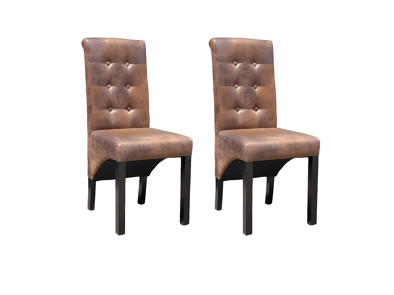 Lot de 2 chaises de salle à manger cuisine élégant et intemporel synthétique marron vintage CDS020709