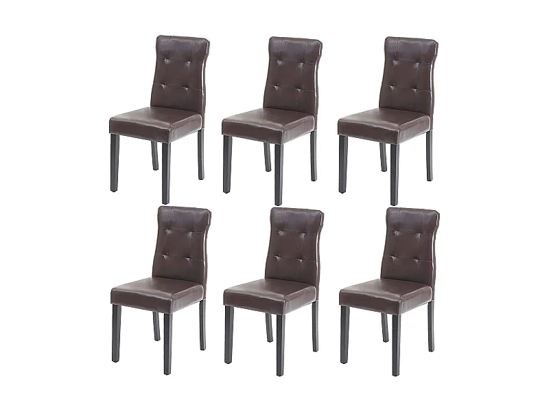 Lot de 6 chaises en synthétique marron pieds en bois foncé CDS04644