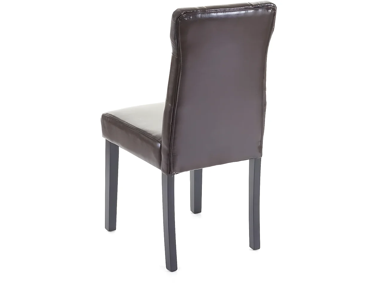 Lot de 6 chaises en synthétique marron pieds en bois foncé CDS04644