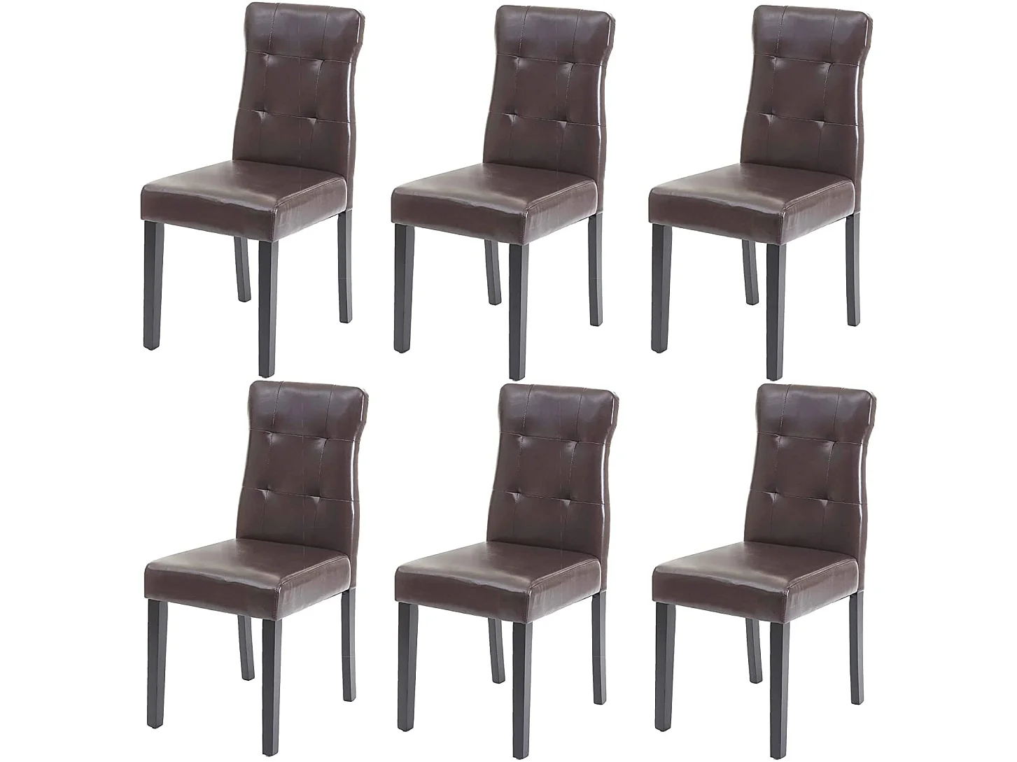 Lot de 6 chaises en synthétique marron pieds en bois foncé CDS04644