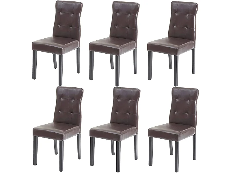 Lot de 6 chaises en synthétique marron pieds en bois foncé CDS04644