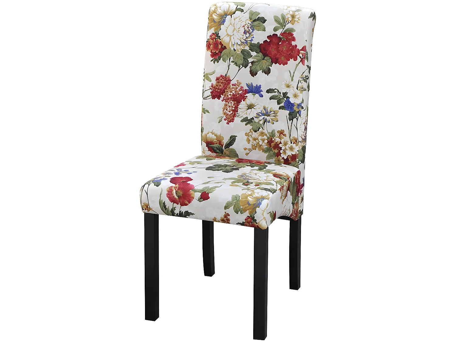 Lot de 4 chaises de salle à manger cuisine style rustique motif fleurs en tissu multicolore CDS021771