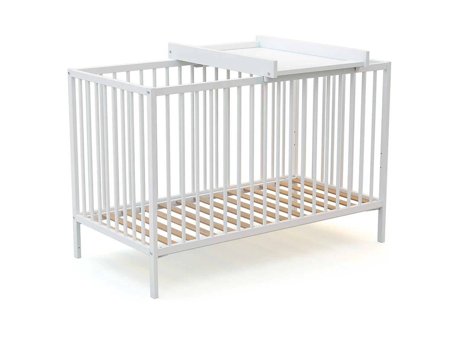 Cama de bebé e muda-fraldas de madeira Branco