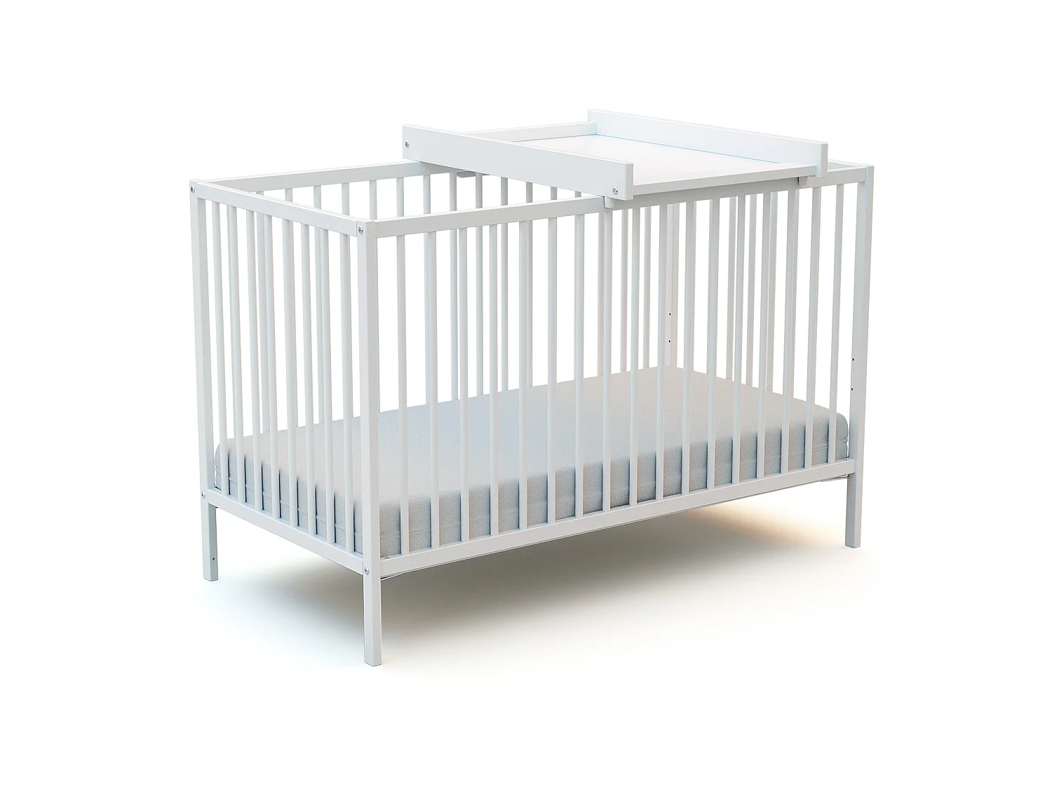Cuna bebé con cambiador madera - Blanco - 60 x 120