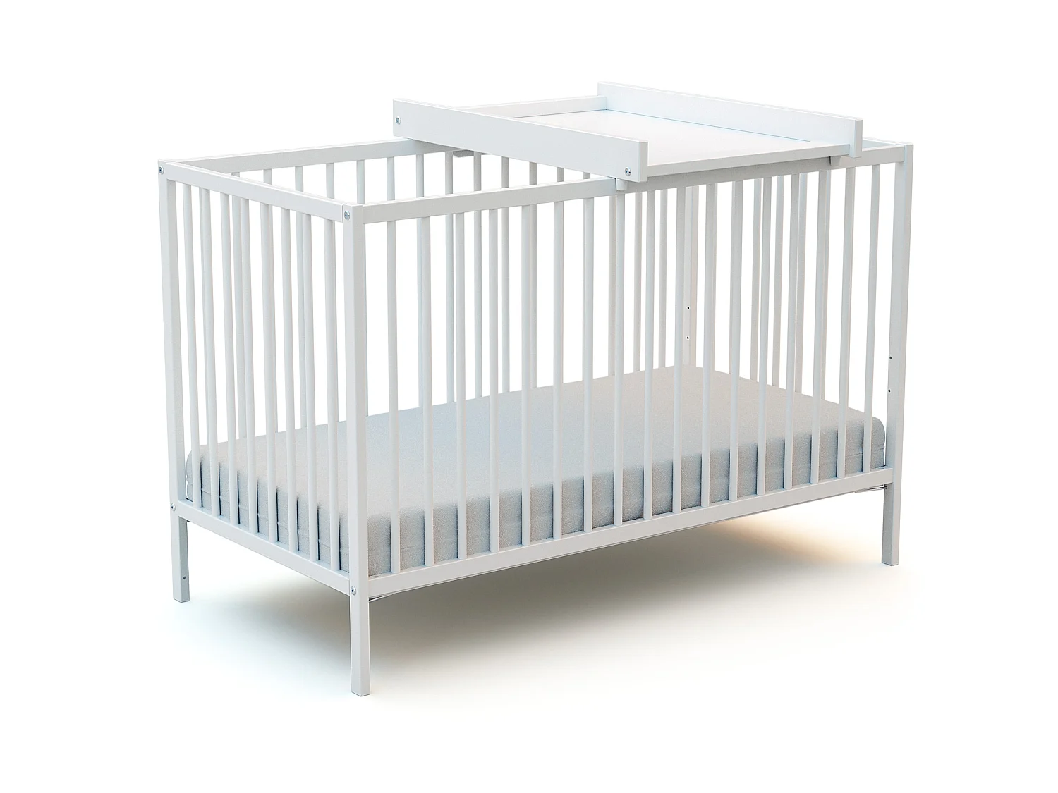 Cuna bebé con cambiador madera - Blanco - 60 x 120