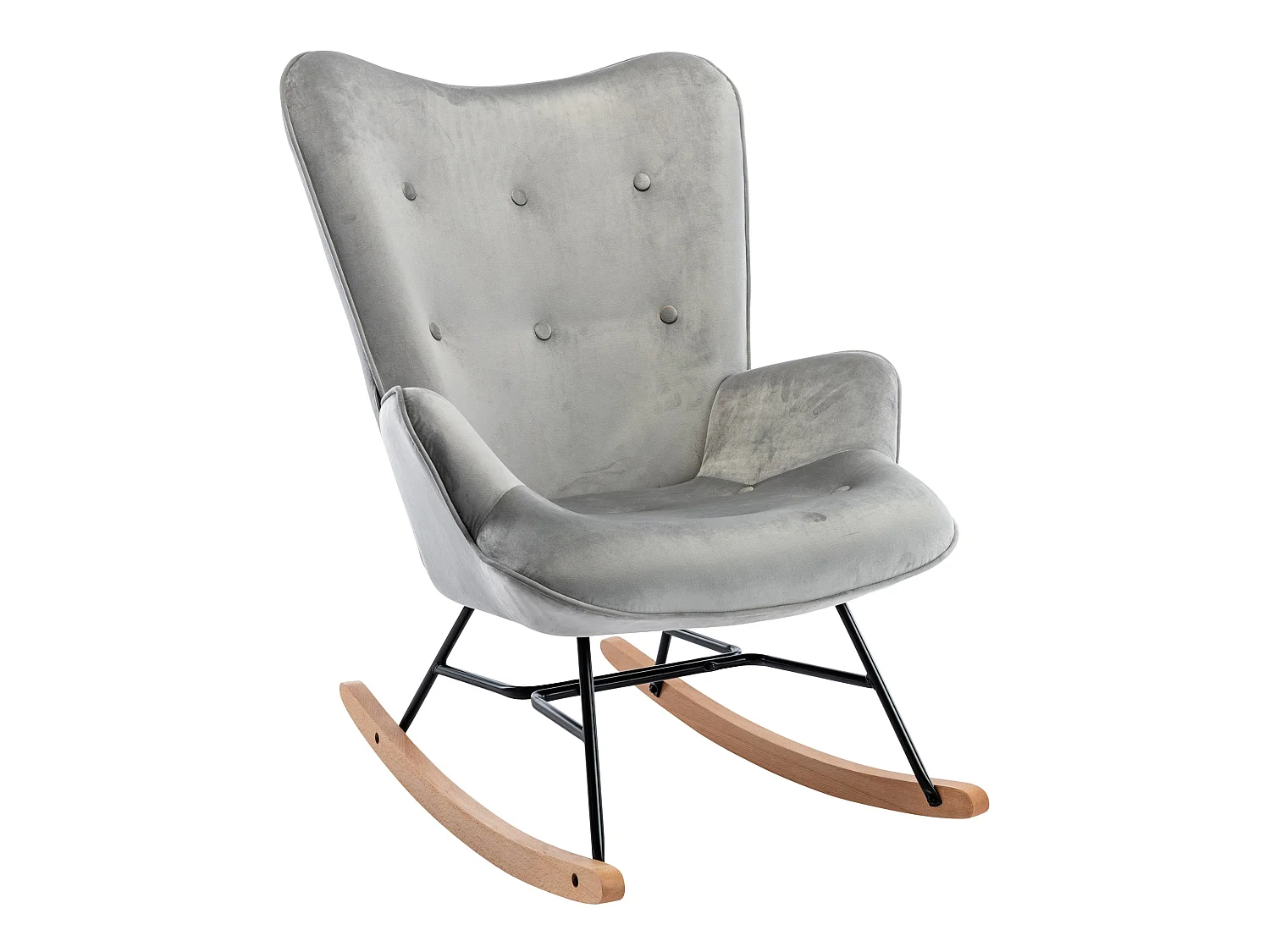Fauteuil à bascule rocking tissu grise 71 x 88 x 98 cm FAB10072