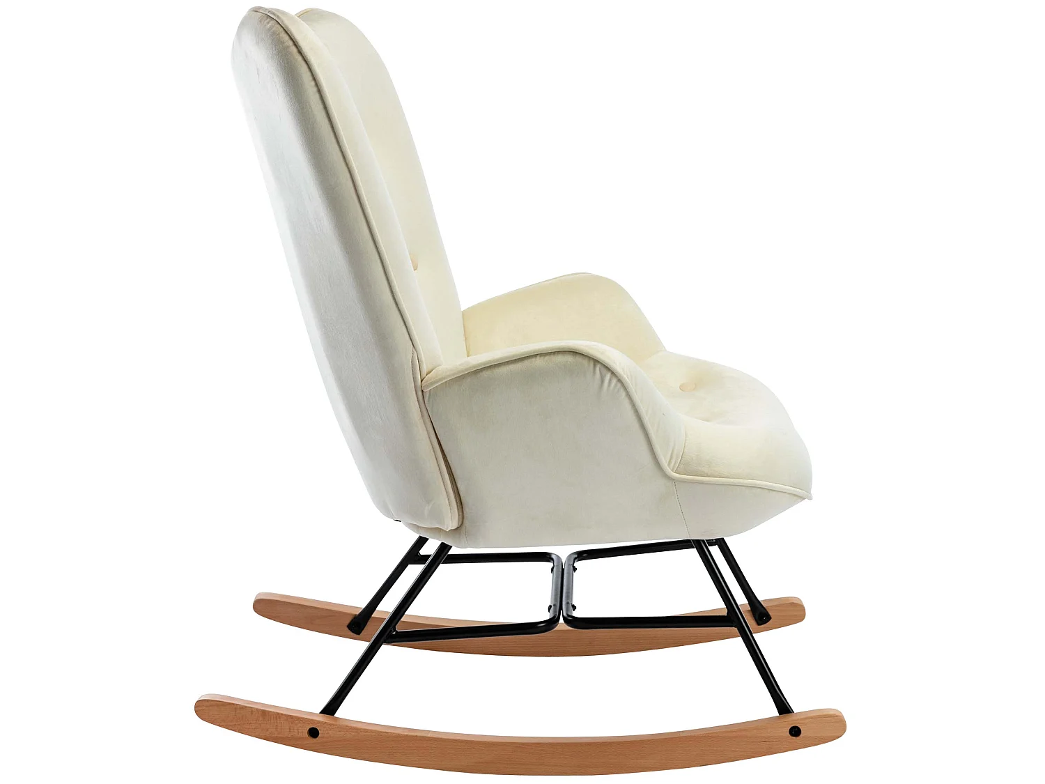 Fauteuil à bascule rocking tissu crème 71 x 88 x 98 cm FAB10073