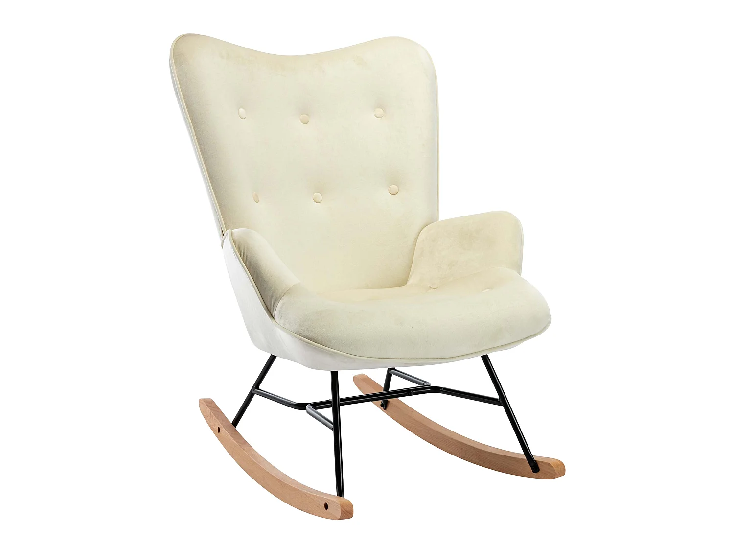 Fauteuil à bascule rocking tissu crème 71 x 88 x 98 cm FAB10073