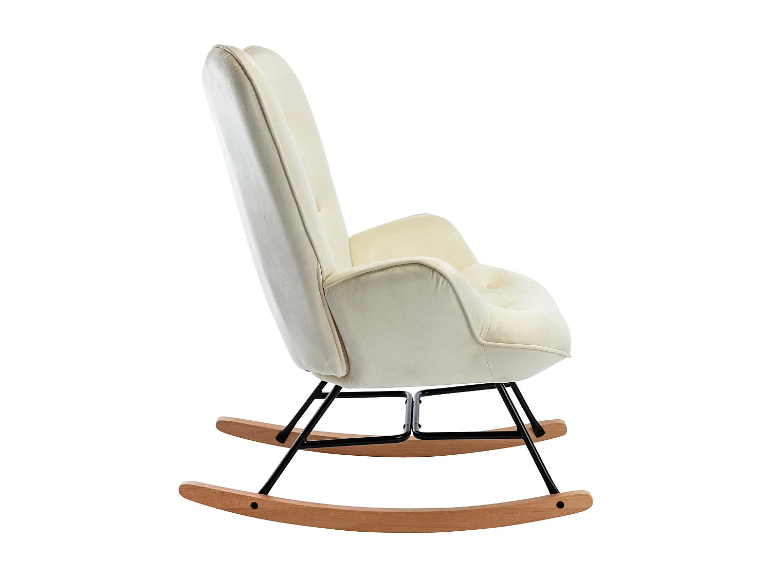 Fauteuil à bascule rocking tissu crème 71 x 88 x 98 cm FAB10073