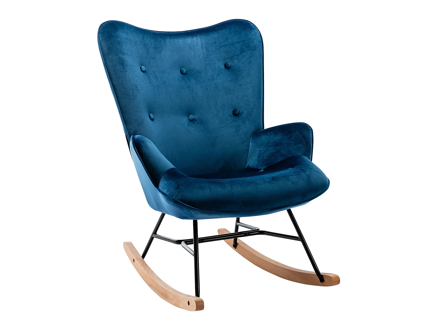 Fauteuil à bascule rocking tissu bleue 71 x 88 x 98 cm FAB10074