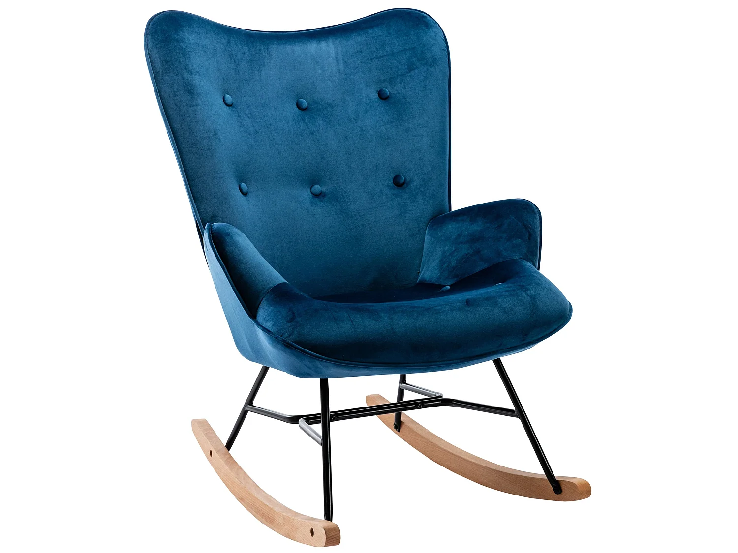 Fauteuil à bascule rocking tissu bleue 71 x 88 x 98 cm FAB10074