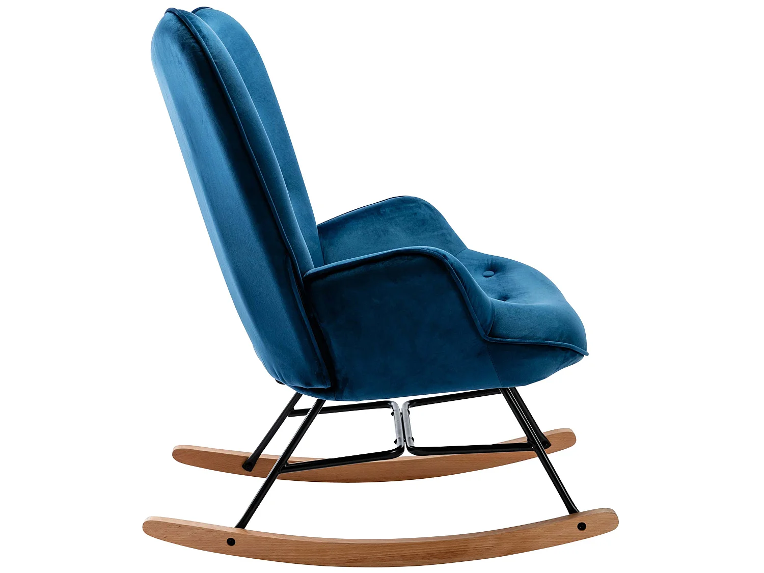 Fauteuil à bascule rocking tissu bleue 71 x 88 x 98 cm FAB10074
