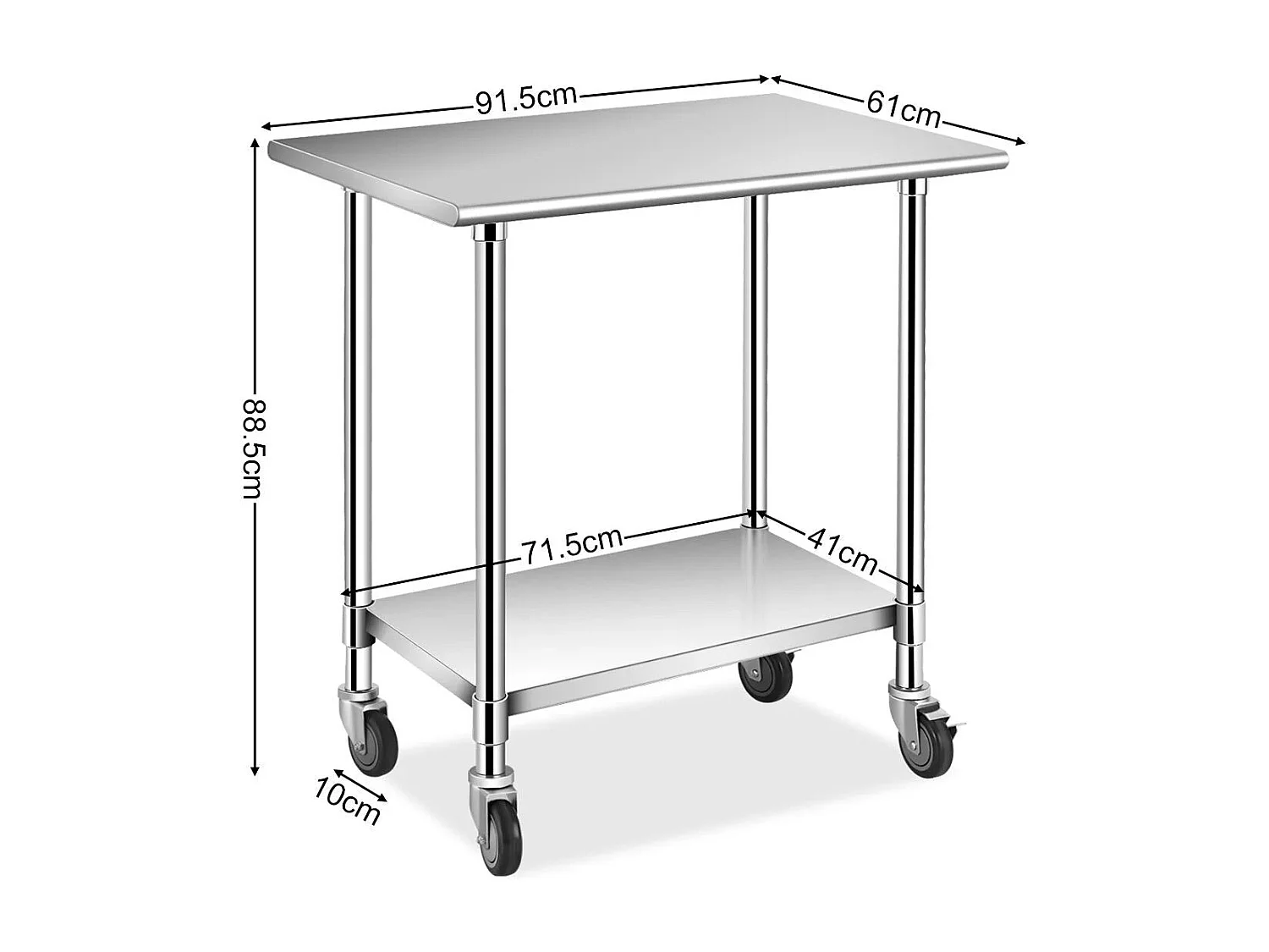 Table de travail inox argenté 91.5 x 61 x 88.5 cm 20_0001208